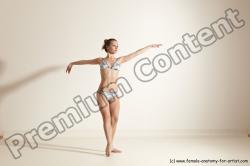 Swimsuit Gymnastic poses Woman White Moving poses Slim long brown Dynamic poses Academic